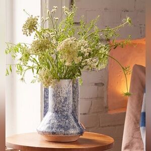 Urban Outfitters Carina Marble Winged Modern Vase Blue White